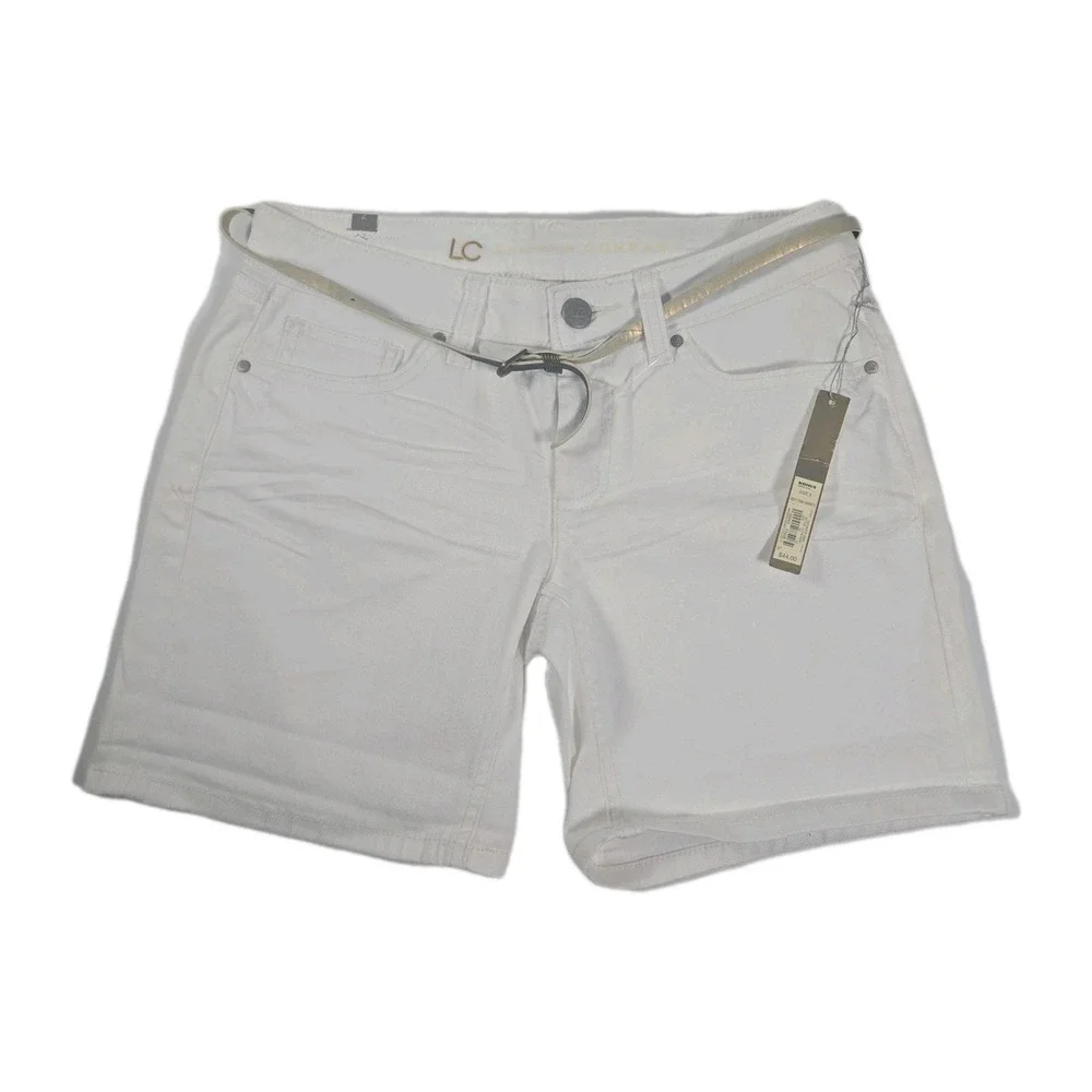 LC Lauren Conrad Women's Size 2 White‎ Denim Belted Shorts
